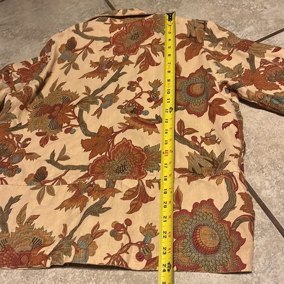 Pure Linen Floral Embroidered Blazer Shacket size large - Picture 5 of 7
